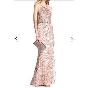 NWT Adrianna Papell Blush Beaded Bridesmaid Dress